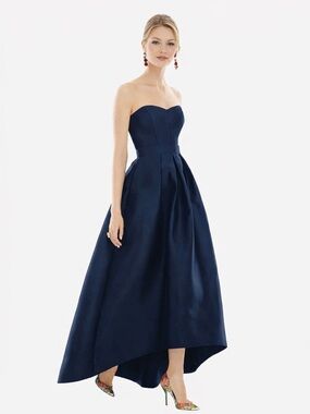 ALFRED SUNG · STYLE D699 · SATIN TWILL Midnight Navy Dress Size 8